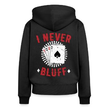 Cartes de jeu de poker - Sweat à capuche zippé Premium bio Femme - noir - Dos - Julia (174cm)