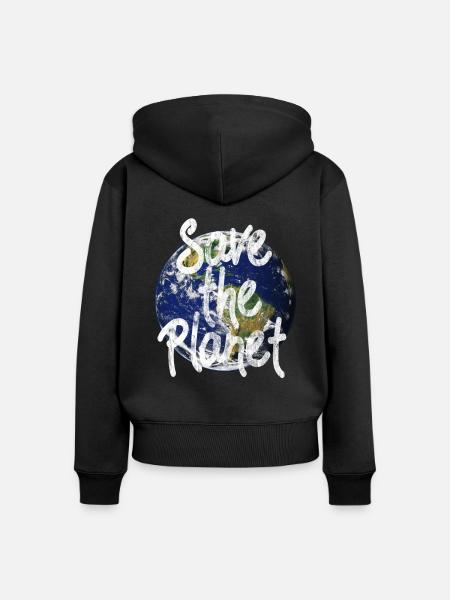 Save the Planet - Frauen Premium Bio Zip Hoodie - Schwarz