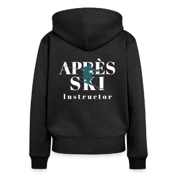 Après-Ski Instructor - Frauen Premium Bio Zip Hoodie - Schwarz - Hinten - Julia (174cm)
