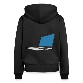 Laptop computer keyboard PC notebook gift idea - Women's Premium Organic Zip Hoodie - black - Back - Julia (174cm)