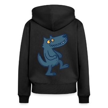 Wolf Cartoon Comic Rudel Beute Geschenk Idee Wild - Frauen Premium Bio Zip Hoodie - Schwarz - Hinten - Julia (174cm)