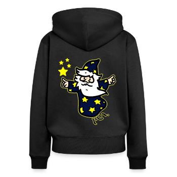 Stern Himmel Wolken Nacht Zauberer Schein Magier - Frauen Premium Bio Zip Hoodie - Schwarz - Hinten - Julia (174cm)