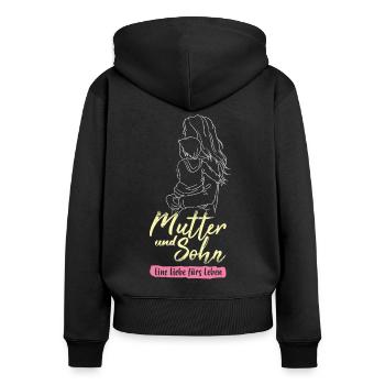 Mutter Und Sohn - Eine Liebe fürs Leben - Frauen Premium Bio Zip Hoodie - Schwarz - Hinten - Julia (174cm)