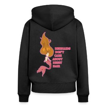 Mermaid hairdresser hair fish fable gift - Women's Premium Organic Zip Hoodie - black - Back - Julia (174cm)