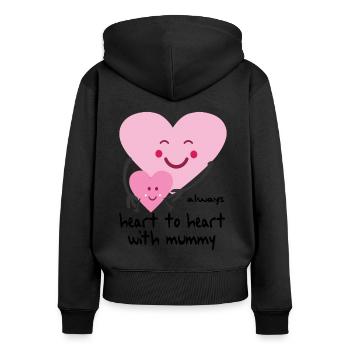 Toujours coeur à coeur avec maman - Sweat à capuche zippé Premium bio Femme - noir - Dos - Julia (174cm)