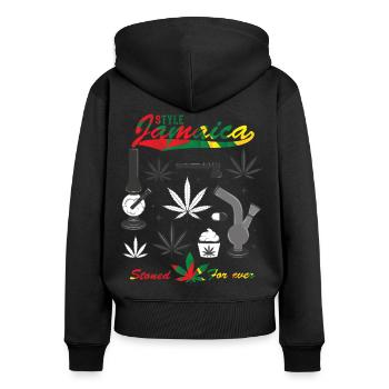 Style Jamaica - Frauen Premium Bio Zip Hoodie - Schwarz - Hinten - Julia (174cm)