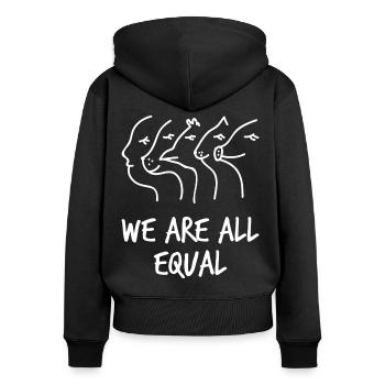 Tierschutz - Frauen Premium Bio Zip Hoodie - Schwarz - Hinten - Julia (174cm)