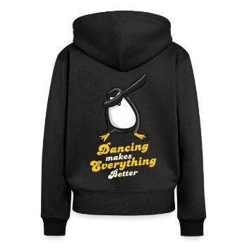 Doublage cadeau de danse pingouin dubstep - Sweat à capuche zippé Premium bio Femme - noir - Dos - Julia (174cm)