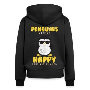Pinguin - Frauen Premium Bio Zip Hoodie - Schwarz - Hinten - Julia (174cm)