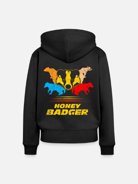 Honigdachs - Frauen Premium Bio Zip Hoodie - Schwarz