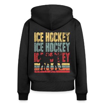 Eishockey - Frauen Premium Bio Zip Hoodie - Schwarz - Hinten - Julia (174cm)