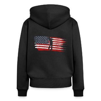 Amérique du Golfe - Sweat à capuche zippé Premium bio Femme - noir - Dos - Julia (174cm)
