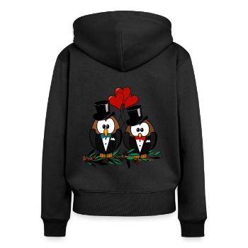 Homo Wedding Gays amoureux deviennent un couple - Sweat à capuche zippé Premium bio Femme - noir - Dos - Julia (174cm)