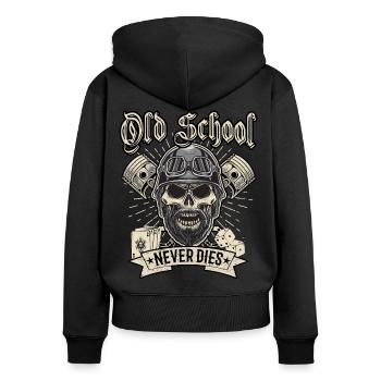 Old School Biker Chopper Motorradfahrer - Frauen Premium Bio Zip Hoodie - Schwarz - Hinten - Julia (174cm)