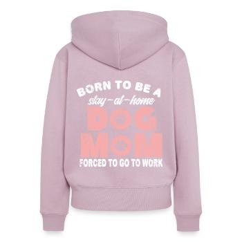 Chiens Maman - Sweat à capuche zippé Premium bio Femme - rose poudré - Dos - Julia (174cm)