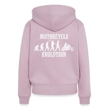 Evolution Biker Motorrad Geschenk - Frauen Premium Bio Zip Hoodie - Altrosa - Hinten - Julia (174cm)