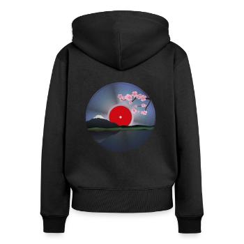 Vinyle LP Japon Fleur De Cerisier - Sweat à capuche zippé Premium bio Femme - noir - Dos - Julia (174cm)