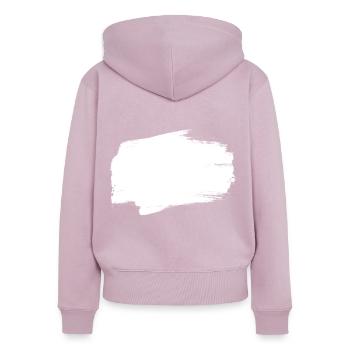 fond blanc peint - Sweat à capuche zippé Premium bio Femme - rose poudré - Dos - Julia (174cm)