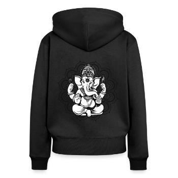 Ganesha Mandala - Frauen Premium Bio Zip Hoodie - Schwarz - Hinten - Julia (174cm)