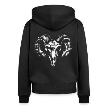 Bock Ziege Metal mit Pentagramm Geschenkidee - Frauen Premium Bio Zip Hoodie - Schwarz - Hinten - Julia (174cm)