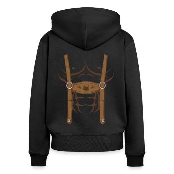 Lederhosen pour les culturistes et les athlètes - Sweat à capuche zippé Premium bio Femme - noir - Dos - Julia (174cm)