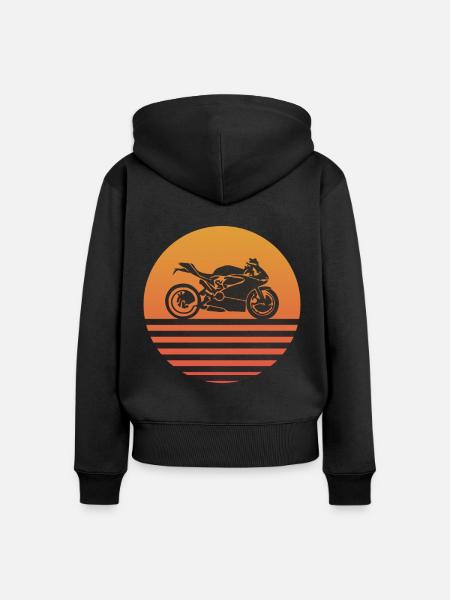 Superbike Sunset - Frauen Premium Bio Zip Hoodie - Schwarz