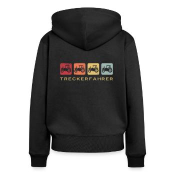Treckerfahrer Landwirt Retro Geschenk - Frauen Premium Bio Zip Hoodie - Schwarz - Hinten - Julia (174cm)