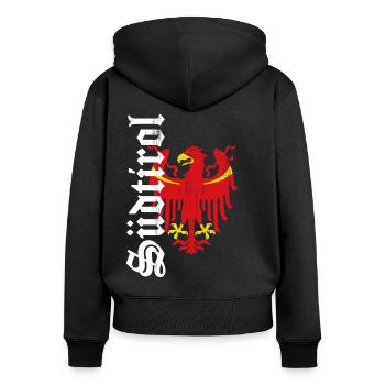 Südtirol - Frauen Premium Bio Zip Hoodie - Schwarz - Hinten - Julia (174cm)