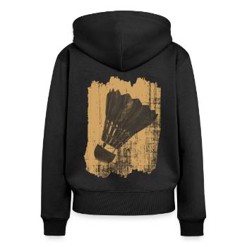 Volant de badminton - Sweat à capuche zippé Premium bio Femme - noir - Dos - Julia (174cm)