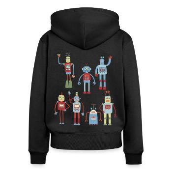 Robots - Sweat à capuche zippé Premium bio Femme - noir - Dos - Julia (174cm)
