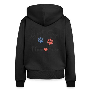 Meilleurs chats Mama Shirt ● Pattes ● Cadeau - Sweat à capuche zippé Premium bio Femme - noir - Dos - Julia (174cm)