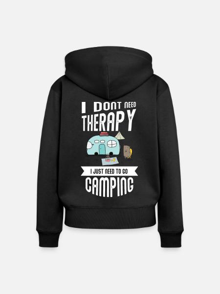 Camping, camper, Zeltplatz - Frauen Premium Bio Zip Hoodie - Schwarz