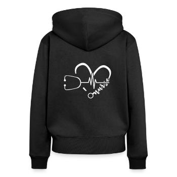 Arzthelferin, MFA, Arzt, - Frauen Premium Bio Zip Hoodie - Schwarz - Hinten - Julia (174cm)