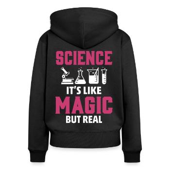 Wissenschaft - Frauen Premium Bio Zip Hoodie - Schwarz - Hinten - Julia (174cm)