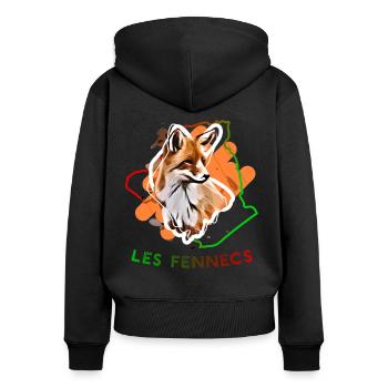 Les fennecs - Sweat à capuche zippé Premium bio Femme - noir - Dos - Julia (174cm)