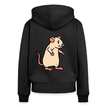 souris rongeurs animaux rat animaux nuisibles - Sweat à capuche zippé Premium bio Femme - noir - Dos - Julia (174cm)