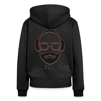 Audiophil Kopfhörer Musik verrückt Geschenkidee - Frauen Premium Bio Zip Hoodie - Schwarz - Hinten - Julia (174cm)