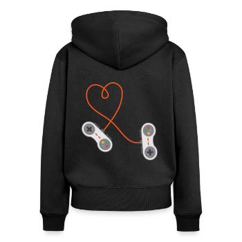 Video Gamer Valentines Day Valentinstag Konsole - Frauen Premium Bio Zip Hoodie - Schwarz - Hinten - Julia (174cm)