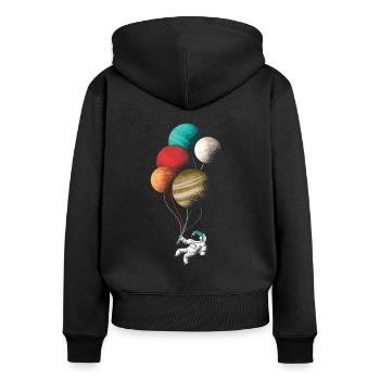Astronaut mit farbigem Ballon - Frauen Premium Bio Zip Hoodie - Schwarz - Hinten - Julia (174cm)