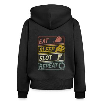 Slotcar handheld model sport retro gift - Women's Premium Organic Zip Hoodie - black - Back - Julia (174cm)