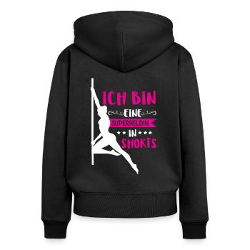 Pole Dance Tänzerin - Superheldin in Shorts - Frauen Premium Bio Zip Hoodie - Schwarz - Hinten - Julia (174cm)