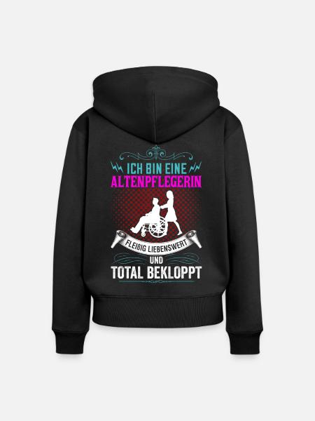 Altenpflegerin - Lustiges Pflege Shirt - Frauen Premium Bio Zip Hoodie - Schwarz