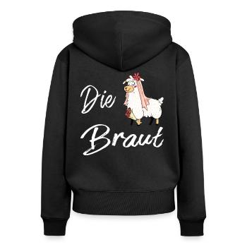 The bride wedding llama JGA hen party - Women's Premium Organic Zip Hoodie - black - Back - Julia (174cm)