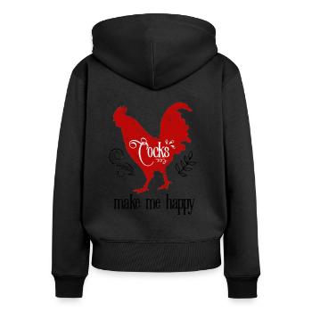 Cocks Make Me Happy Lustig Erotisch Ironisch - Frauen Premium Bio Zip Hoodie - Schwarz - Hinten - Julia (174cm)