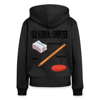 Old school computer pc technology - Women's Premium Organic Zip Hoodie - black - Back - Julia (174cm)