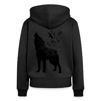 Wikinger - Fenris Wolf - Frauen Premium Bio Zip Hoodie - Schwarz - Hinten - Julia (174cm)