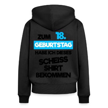 Lustiges 18. Geburtstag Geschenk - Frauen Premium Bio Zip Hoodie - Schwarz - Hinten - Julia (174cm)