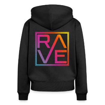 Raving, Rave, Techno, House, Edm Party - Frauen Premium Bio Zip Hoodie - Schwarz - Hinten - Julia (174cm)