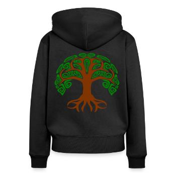 Lebensbaum Germanen Kelten und Yoga - Frauen Premium Bio Zip Hoodie - Schwarz - Hinten - Julia (174cm)