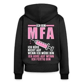 MFA - Medizinische Fachangestellte - Frauen Premium Bio Zip Hoodie - Schwarz - Hinten - Julia (174cm)